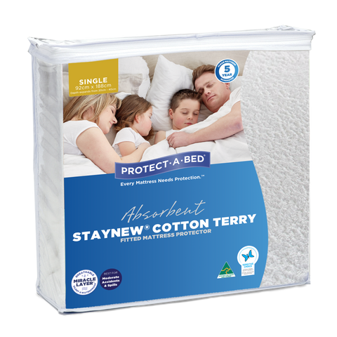 Absorbent Cotton Terry Staynew Fitted Waterproof Mattress Protector