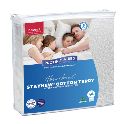 Absorbent Cotton Terry Staynew Fitted Waterproof Mattress Protector