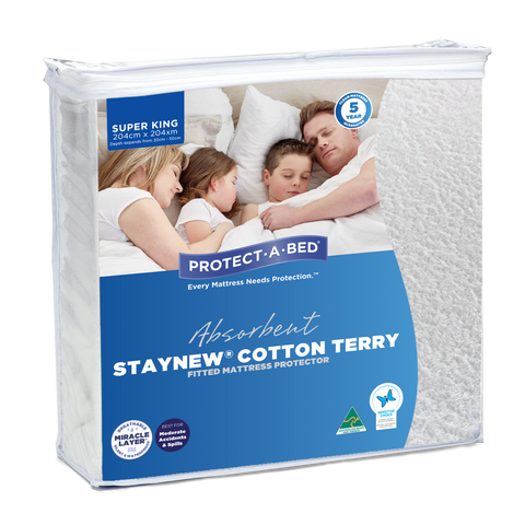 Absorbent Cotton Terry Staynew Fitted Waterproof Mattress Protector