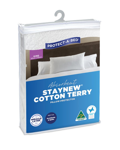 Absorbent Cotton Terry Staynew Fitted Waterproof Pillow Protectors